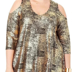 Roaman's Women's Plus Size Metallic Top Sz 30/32